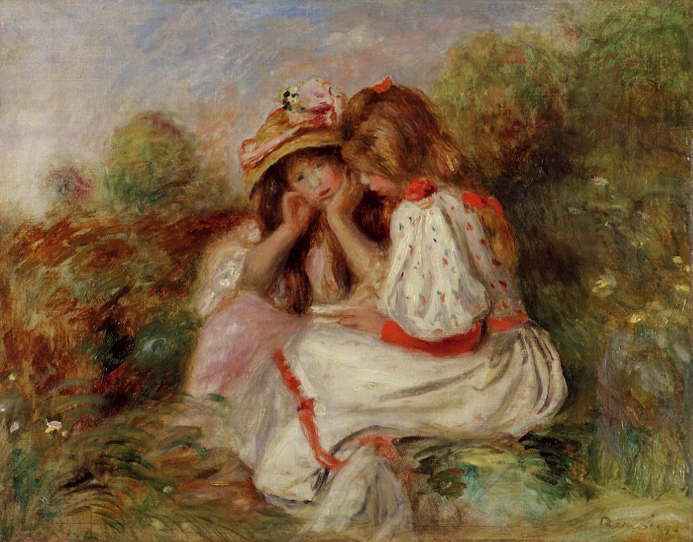 Two Little Girls - Pierre-Auguste Renoir painting on canvas